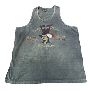 Vintage UVA University Of Virginia Faded Distressed Gray Tank 90s Academic L
